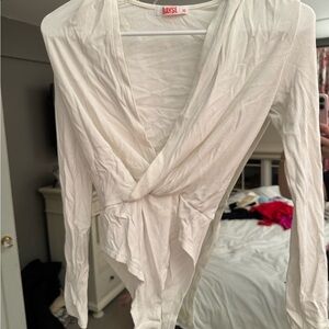 Bayse Ivory Drape Blouse